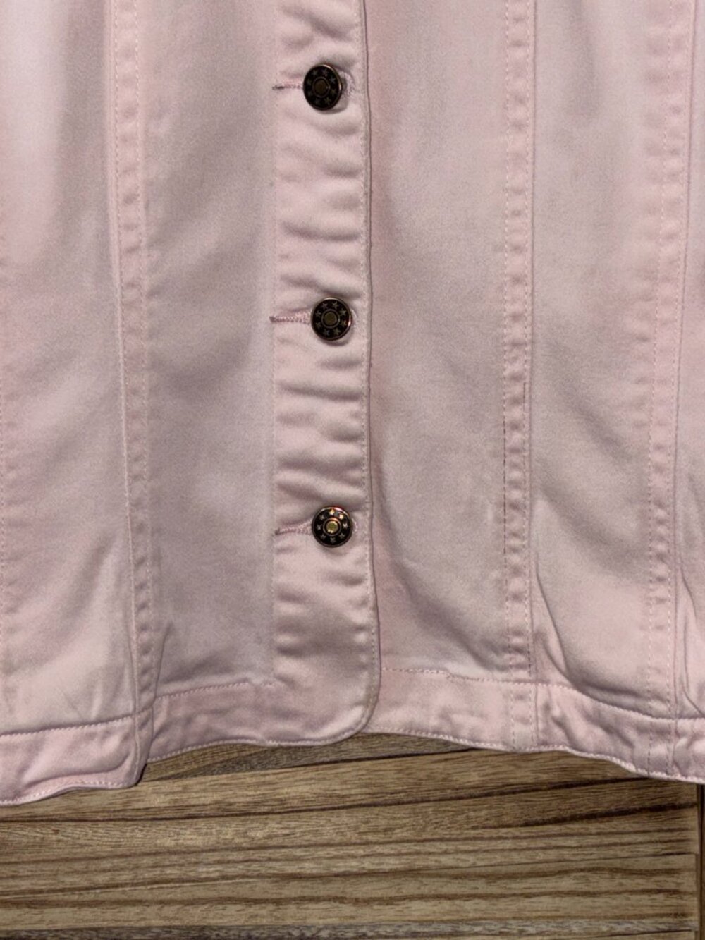 Live A Little Light Pink Soft Denim Jacket Pastel Button Front Medium - Picture 5 of 7